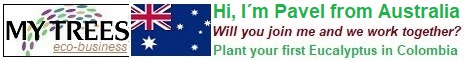 My Trees Global project – Hi, I am Pavel from Australia. My sponsor is Pavlina Rehola. Will you join me and we work together? Plant your first Eucalyptus pellita in Colombia!