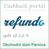 Obchodní dům Pernica – partner cashback portálu Refundo.cz: má 558 partnerských e-shopů (působí též na Slovensku – 571 partnerů a v Maďarsku – 244 partnerů) a odměny za nákupy až 15 %. Možnost nákupu přes mobilní aplikaci. Vstupní bonus je 50 Kč a odměna za doporučení 105 Kč. Cashback portál Refundo nabízí rovněž věrnostní program, kupóny na slevy a hromadné slevy (cashback + slevový portál).