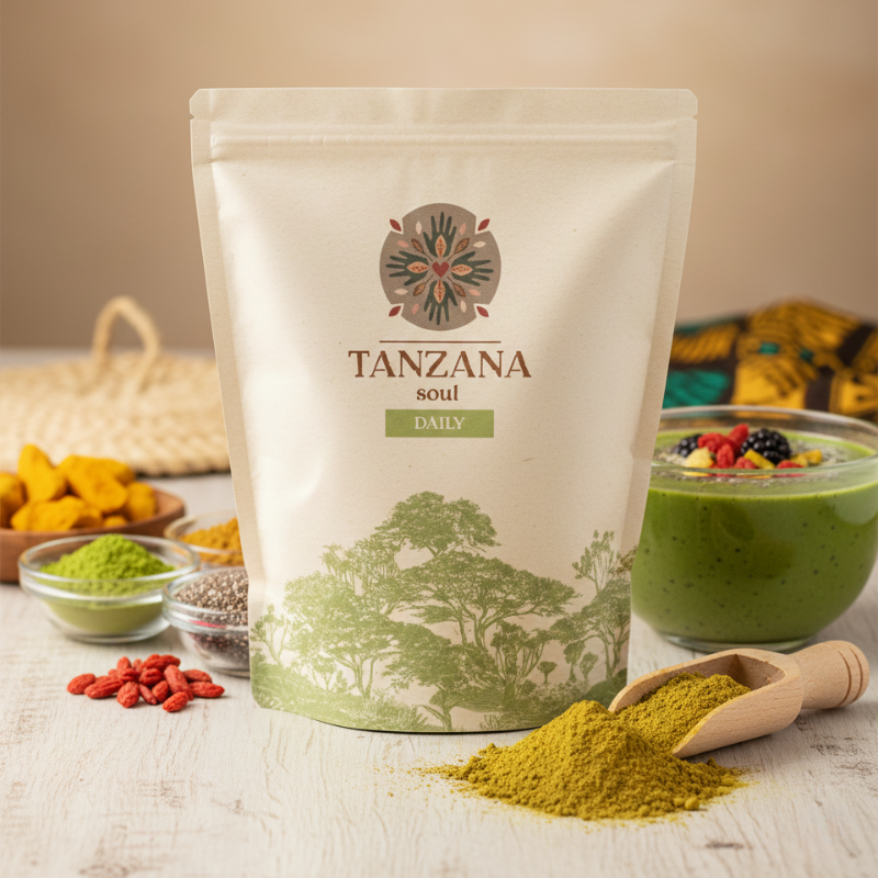TANZANA Soul Daily 450g - Každodenní dávka přírodní energie a vitality! TANZANA Soul Daily je směs superpotravin plná antioxidantů, vitamínů a minerálů, které podporují imunitu, trávení a celkovou pohodu.